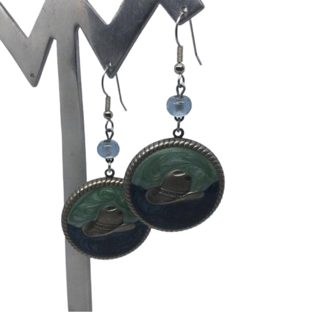 VINTAGE cowboy/cowgirl hat southwestern boho earrings enameled